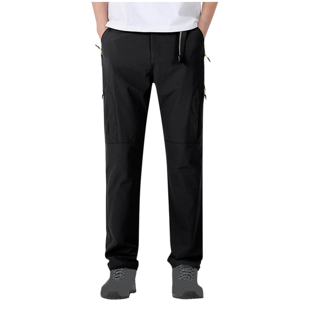 Men's Pants Cleanrance! Men's Drawstring Pants Men Joggers Pants Men's Hiking Cargo Pants Stretch Quick Dry Lightweight Ripstop Waterproof Nylon Camp Travel Pant with Zip Pockets