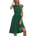 thumbnail image 2 of WILLBEST Vestido Largo Informal Fluido con Cinturón y Estampado de Lunares para Mujer, Ideal para Vacaciones Diarias, Primavera, Verano y Otoño. Chica, 2 of 4