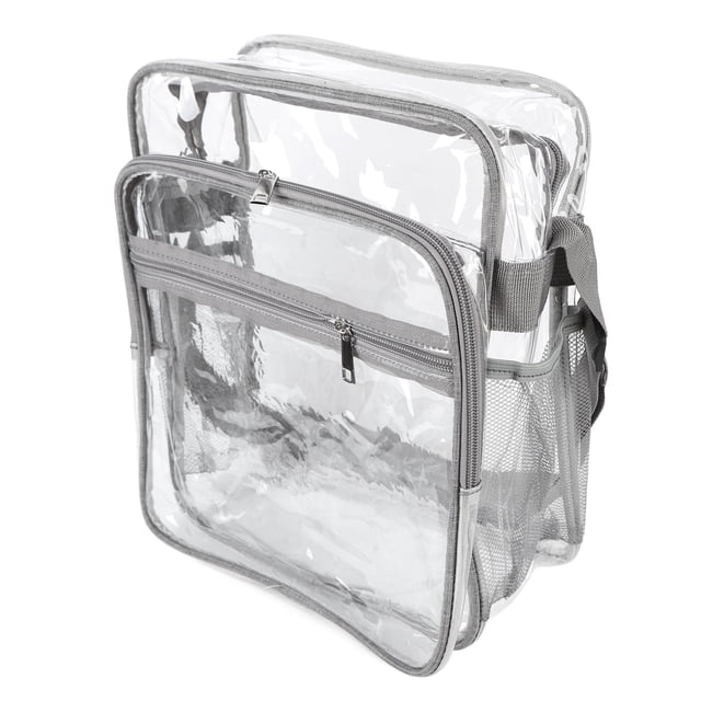 Bolso de hombro transparente Bolso de hombro transparente de PVC ligero de gran capacidad para viajes Conciertos Eventos deportivos Gris