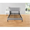 thumbnail image 1 of Mainstays Upholstered Twin Platform Bed Frame with Square Stitch Height Adjustable Headboard, Grey, 1 of 9