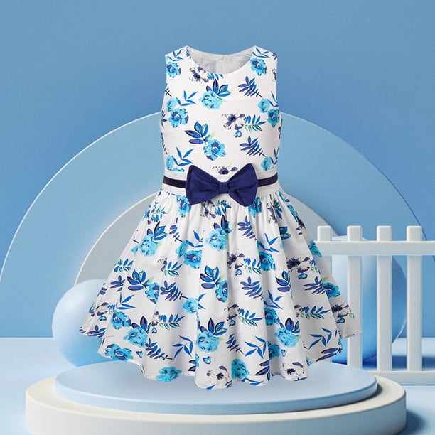 JIRNDf Flower Girl Dresses For Wedding Elegant Ball Gown Party Princess  Infant Kids Long Sleeveless Print Floral Blue Summer Formal Casual Girls  Dress Blue 8-9 Years - Walmart.ca