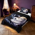 thumbnail image 2 of Manfei Eastern Dragon Animals Twin Comforter Sets,Traditional Wildlife Bedding Set,Purple Black,Black Reversible,2pcs,1 Comforter and 1 Pillowcase, 2 of 7