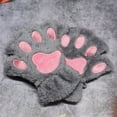 thumbnail image 4 of sunsanly 1 Pair Women Winter Gloves Half-finger Cat Paw Shape Thick Plush Elastic Warm Heat Retention Non-slip Windproof Wrist Protection Cycling Riding Mittens, 4 of 8