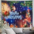 thumbnail image 2 of Tapiz navideño decorativo Feliz Navidad Tapiz de pared Papá Noel Muñeco de nieve Tapiz para colgar en la pared para fiesta, hogar, sala de estar (Feliz Navidad, 51.2" X 59.1"-(130x150cm)) Rojo Verde RV011031-00705SDJ, 2 of 5