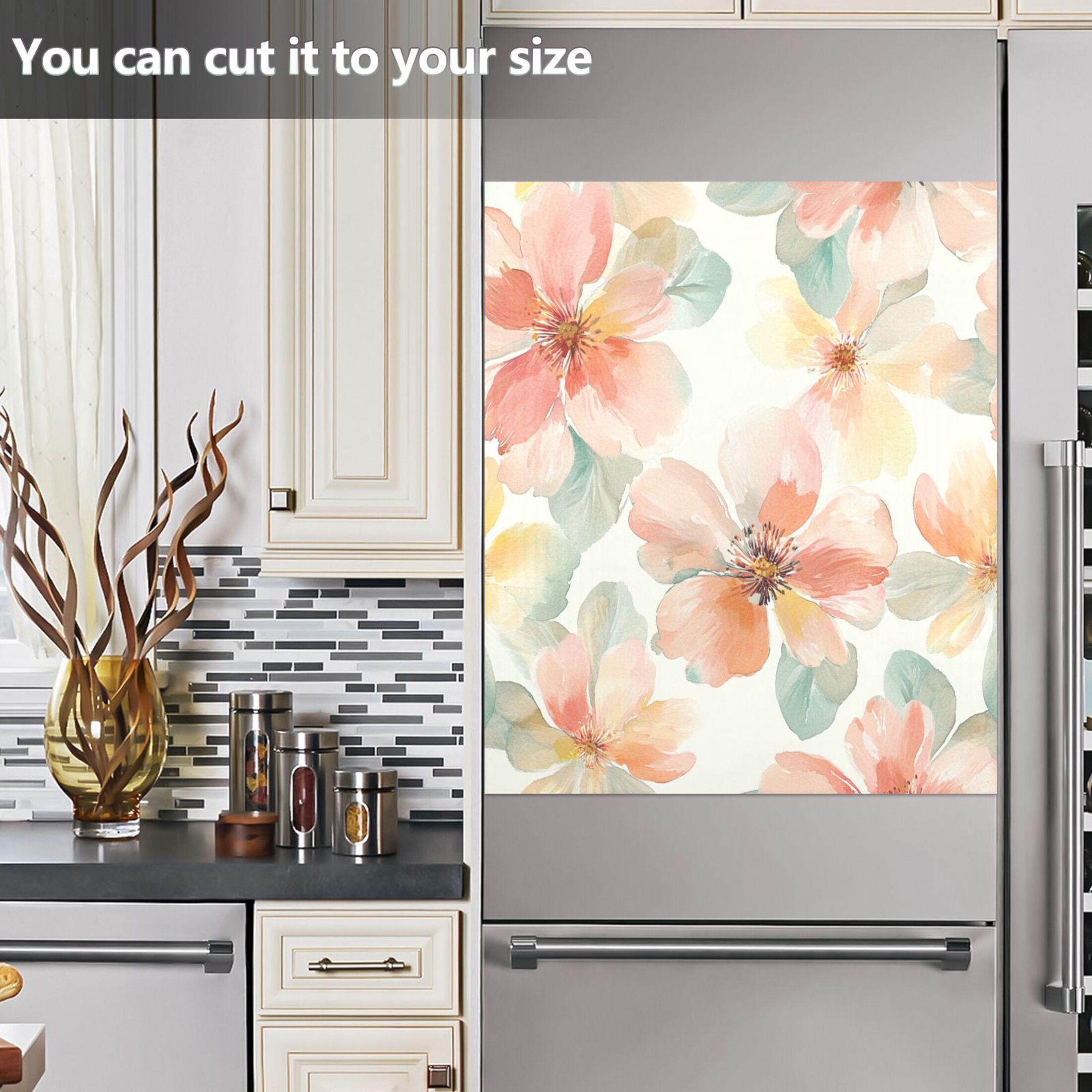Dishwasher Magnetic Sticker 23x26 Inch Refrigerator Magnetic Sticker Washing Machine Magnetic Sticker Kitchen Panel Magnetic Sticker Home Decor Colorful Red Flowers