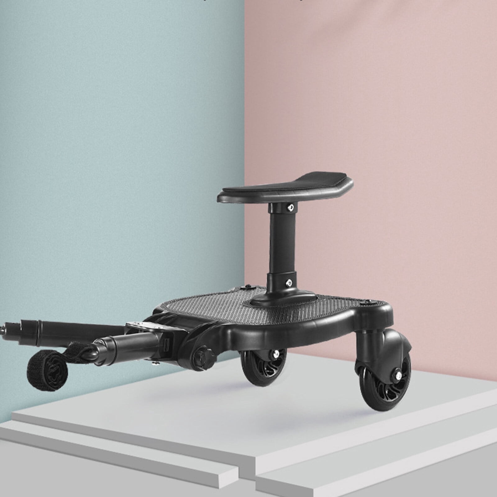 Universal 2 in1 Strolle Ride Board,Strolle Attachment Ride Board - with Detachable Sit and Stand, Holds Childre Up to 55lbs Strolle Seat Attachment (Black)