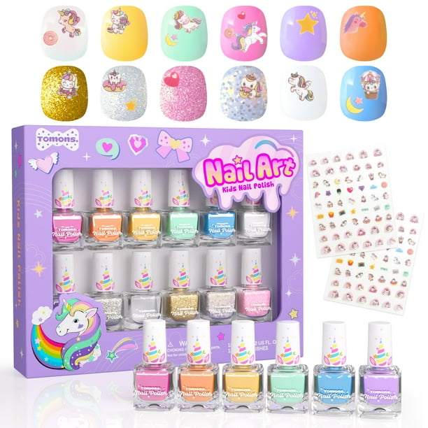 Set de Esmaltes de Uñas Tomons 12 Colores a Base de Agua Seguro para Niños