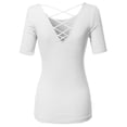 thumbnail image 2 of FashionOutfit Women's Solid Soft Stretch Short Sleeve Cross Strap Back T-shirt Top, 2 of 3