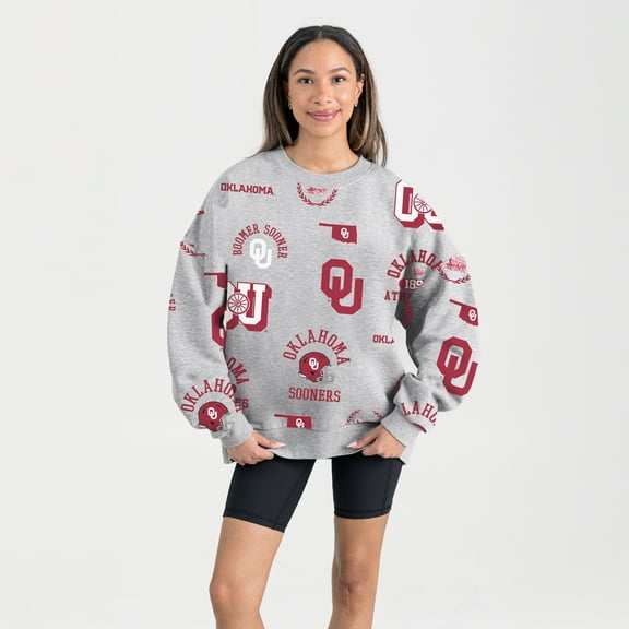 Women's Gameday Couture Gray Oklahoma Sooners Always on Repeat Fleece Sweatshirt