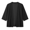 thumbnail image 6 of VBVC Women's Open Front 3/4 Sleeve Sheer Chiffon Cardigan , Ladies' Lightweight Sun Protection Shrug , Casual Beach Cover Up For Women,Black,S-3XL, 6 of 7