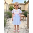 thumbnail image 5 of BemeyourBBs Toddler Baby Girl Back to School Dress Kids Kindergarten Outfits Little Baby Girl Gingham Plaid Summer Dress Puff Short Sleeve Letters Embroidered Doll Collar Casual A Line Dress, 5 of 9