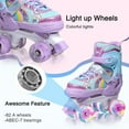 thumbnail image 5 of Patins à Roulettes pour Enfants, 8 Roues Lumineuses et 4 Tailles Ajustables, Patins Quadruples avec Sac de Rangement, Patins à Roulettes Double Rangée Violet, 5 of 5