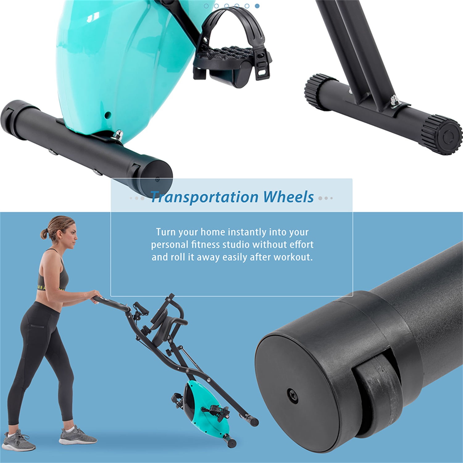 Canddidliike Indoor Cycling Bike Folding, Upright Bike with 10-Level Adjustable Resistance, Recumbent Exercise Bike - Green