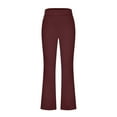 thumbnail image 4 of Aboser Yoga Pants for Women Tall Full Length Leggings Gym Fitness Workout Pants Solid Color Flared Leggings High Waist Joggers Pants Stretch Wide Leg Tights, 4 of 7
