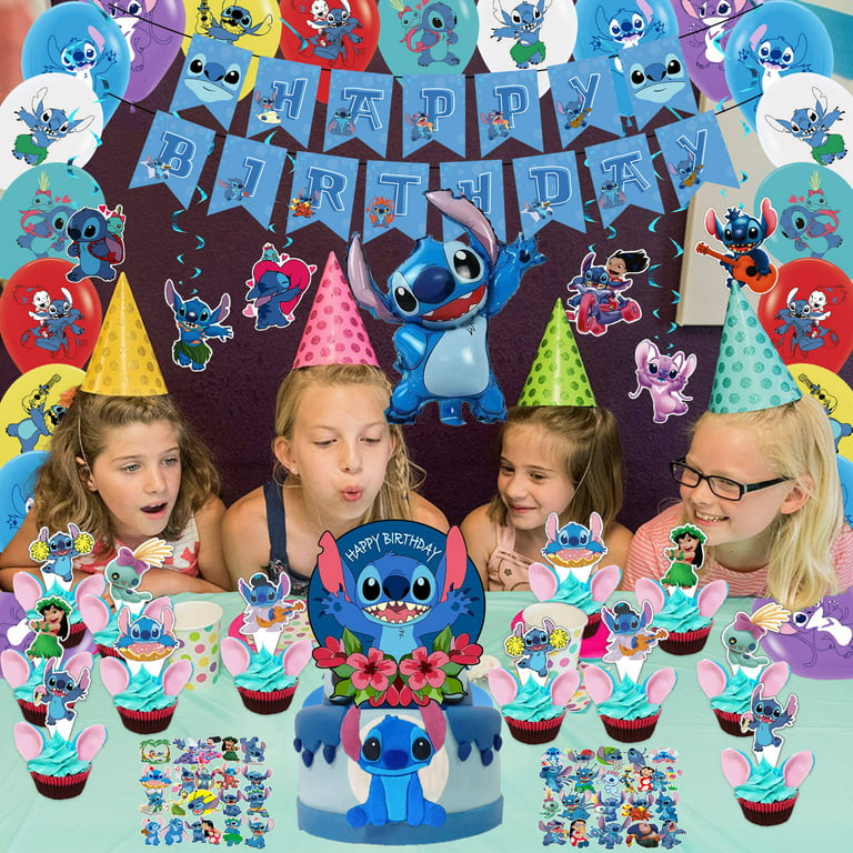 114 Pcs Lilo and Stitch Party Supplies, Lilo and Stitch Birthday  Decorations include Stitch Foil Balloon, Balloons, Cake Toppers, Birthday  Banner