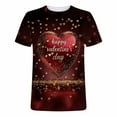 thumbnail image 4 of Men's Valentine's Day T-Shirt Short Sleeve Round Neck Graphic Print Casual Pullover Tee Wine XL, 4 of 5