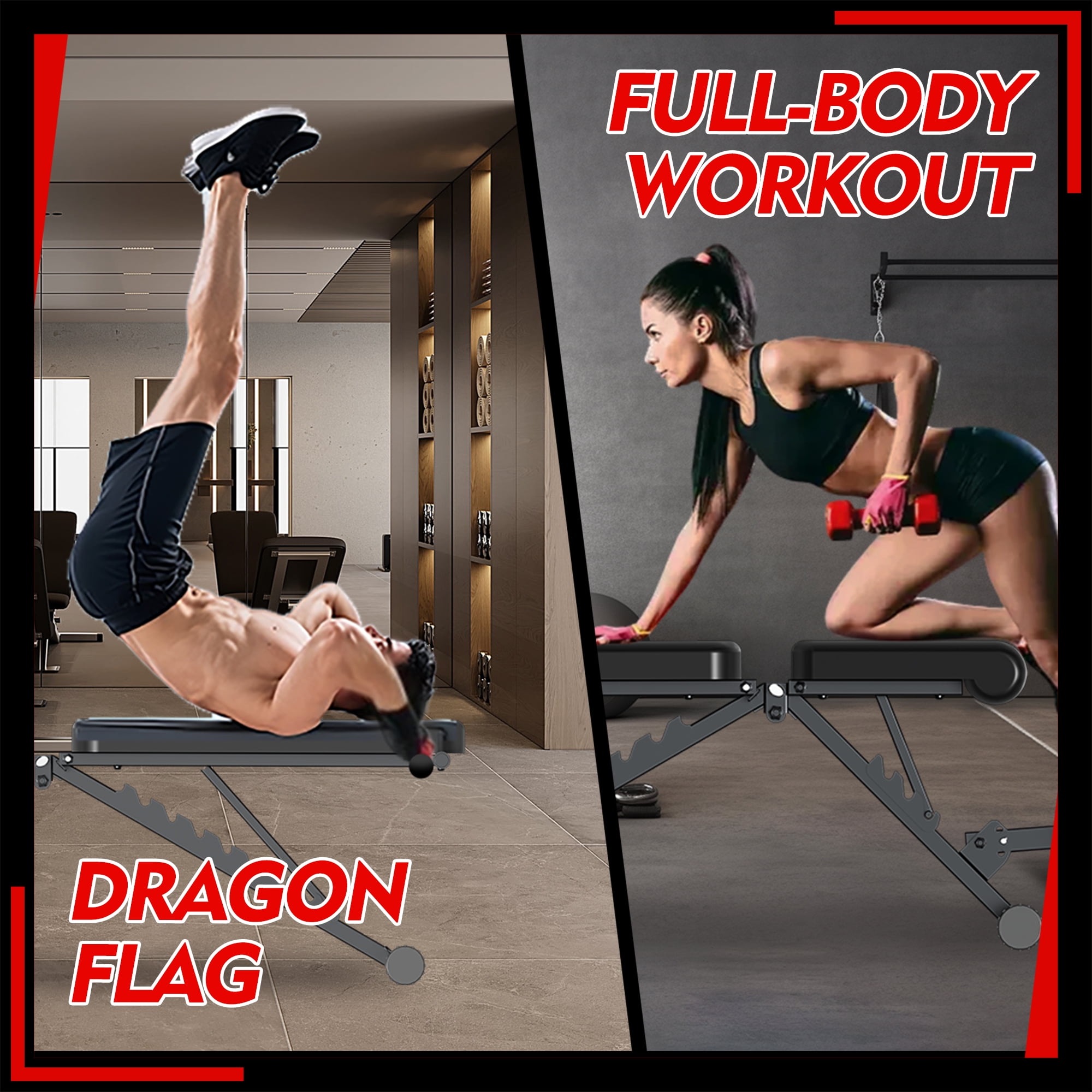 FONBEAR Adjustable Weight Bench, 660LBS Bench Press, Foldable Workout Bench for Full Body Strength Training, Multi-Function Incline Decline Bench - Great for Beginners and Professional Use