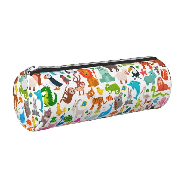 Disketp Animals Estuche Organizador de Lápices de Cuero, Estuche de Oficina con Cremallera para Bolígrafo y Lápiz