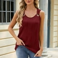 thumbnail image 4 of Ersazi Fitted Shirts for Women V-Neck Comfortable Breathable Sleeveless Metal Ring Shirt Tops Wine, 4 of 8