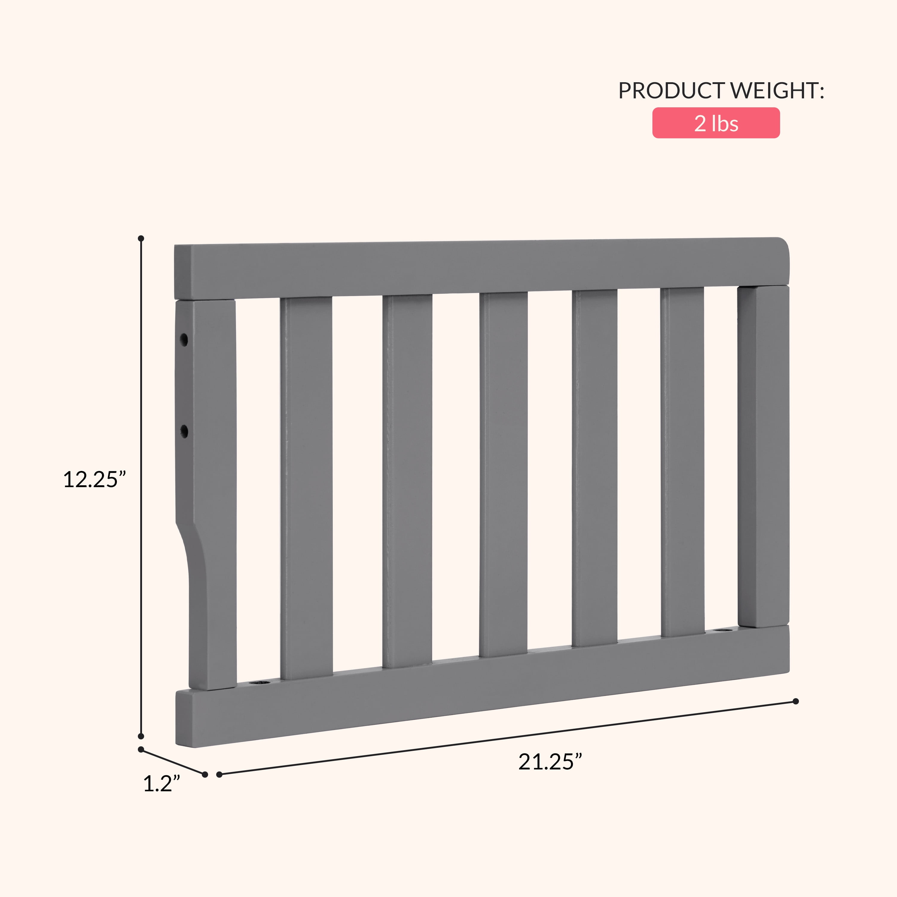 Dream On Me Universal Convertible Crib Toddler Guard Rail, Silver Grey Pearl