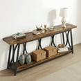 thumbnail image 4 of Extra Long Industrial Console Table 70.9 Inch - 2 Tier Storage Narrow Entryway Table, Rustic Brown Sofa Table Behind Couch for Living Room Hallway Foyer, 4 of 7