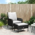 thumbnail image 1 of vidaXL Garden Chair with Footstool Black Poly Rattan, 1 of 5