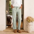 thumbnail image 4 of Linen Dressy Pants Women Straight Leg Casual Work Pants with Pockets Lightweight Cooling Linen Trousers Light Green XL, 4 of 5