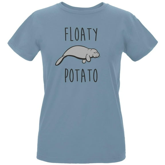 Floaty Potato Manatee Womens Organic T Shirt Blue LG