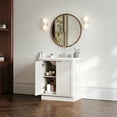 thumbnail image 2 of ARIEL Milan 31 Inch Single Rectangle Sink Bathroom Vanity with Pure White Quartz Countertop 1.5 Inch in Warm White, 2 of 7