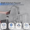 thumbnail image 2 of Bwe Grifo Para Fregadero Con Rociador Grifo Comercial Con Rociador Grifo Para Fregadero De Cocina De Montaje En Pared De 20 "De Altura Con Rociador De Preenjuague Centro Ajustable De 8" Para Restauran, 2 of 5