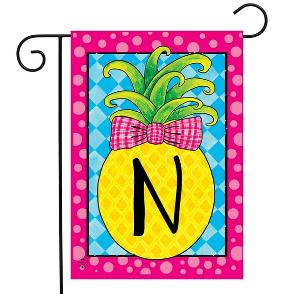 Briarwood Lane Pineapple Monogram Letter N Garden Flag