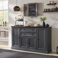 thumbnail image 3 of IFGET Farmhouse 58" Buffet Cabinet with Storage, 2 Large Drawers & 4 Grooved Barn Doors, 34" Tall Coffee Bar Cabinet, 3 of 6