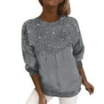 thumbnail image 2 of Dyfzdhu Sparkly Sequin Sweatshirts for Women Plus Size Pullover Trendy Casual Long Sleeve Printed Loose Crewneck Sweatshirts Grey, 2 of 7