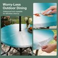 thumbnail image 3 of Round Outdoor Tablecloth with Umbrella Hole and Zipper, Teal White Ombre Fitted Table Cover with Elastic Edge for 45-54 Inch, Modern Abstract Art Farmhouse Gradient Waterproof Patio Tablecoths, 3 of 9