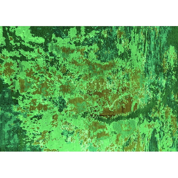 Ahgly Company Indoor Rectangle Oriental Green Industrial Area Rugs, 5' x 7'