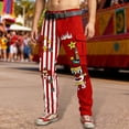 thumbnail image 2 of XIAONU Mens Clown Castle Star Striped Print Pants Relaxed Fit Full Length Belted Trousers Lightweight Playful Bottoms, 2 of 5