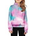 thumbnail image 2 of Mercatoo Teen Girls Half Zip Sweatshirt Long Sleeve Crop Tops Tie Dye Quarter Zip Pullover Sweatshirts Kids Girls 𝐏reppy Clothing, 2 of 4