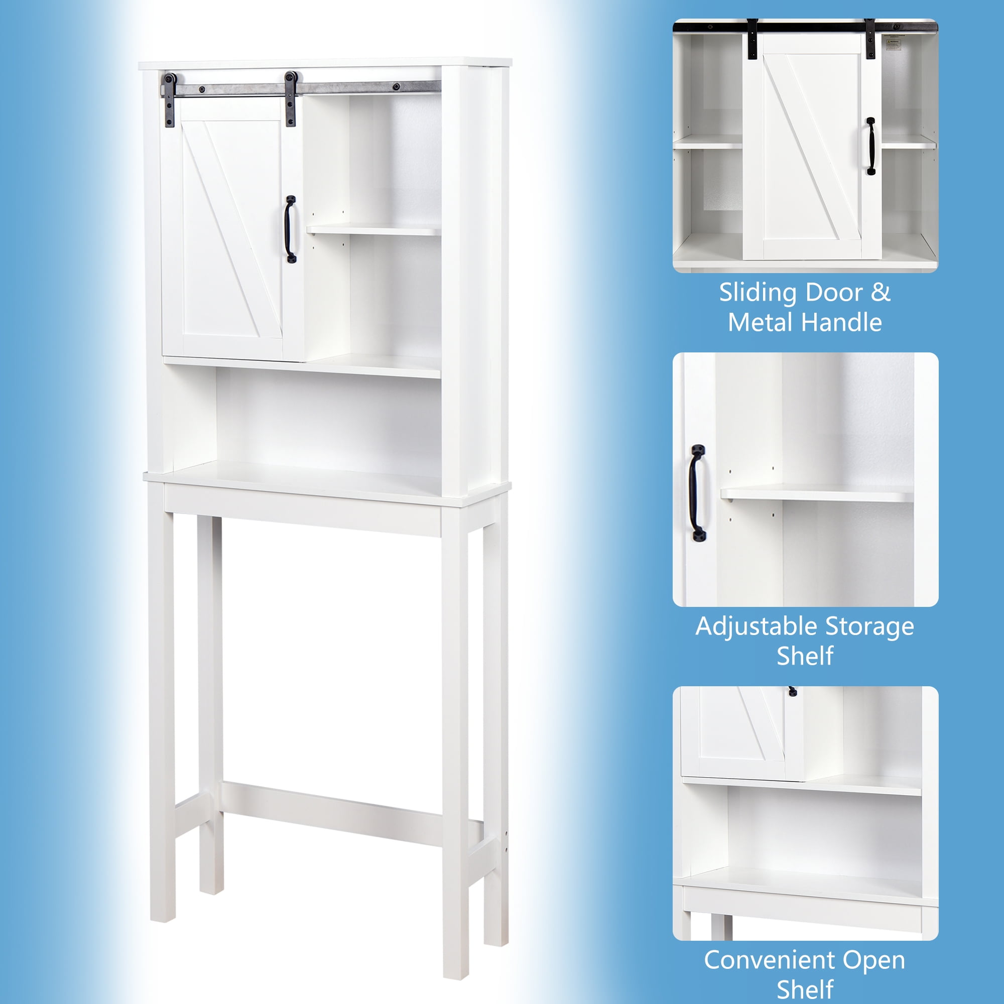 Nestl Bathroom Storage Organizer - Floor Standing with Shelves - Includes 2 Apothecary Jars - Tall Bathroom Storage Cabinet for Toilet Paper, Towel 