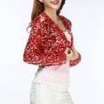 thumbnail image 2 of Kaemgyyd Women's Sequin Jackets Sparkle Glitter Open Front Cropped Coat Casual Long Sleeve Cardigan Outfit for Party, 2 of 4