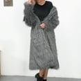 thumbnail image 6 of Yangnuo Womens Fashion Trendy Warm Faux Furry Lapel Cardigan Coat Jackets 2025 Womens Ladies Warm Faux Furry Long Coat Jacket Winter Solid V-Neck Outerwear, 6 of 6