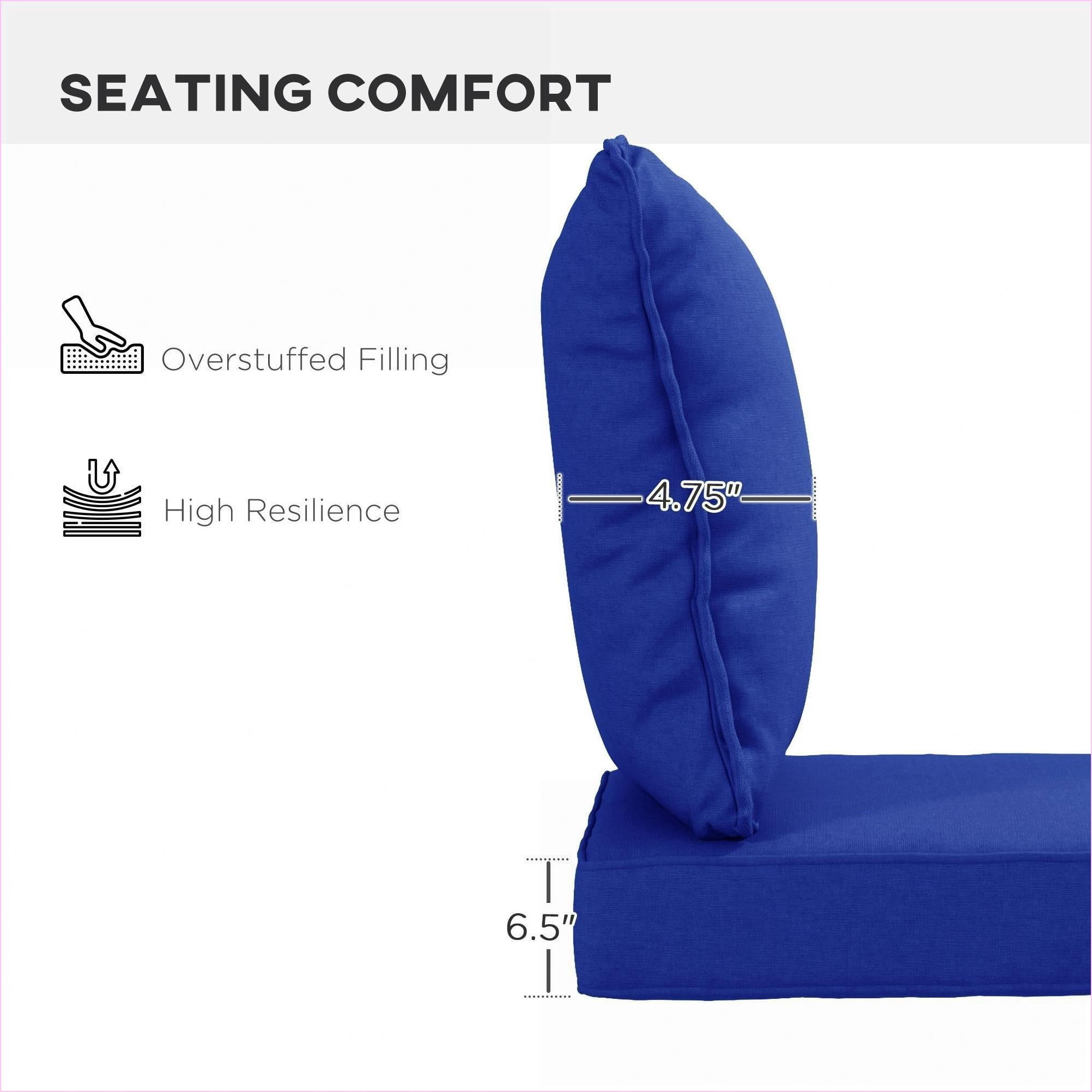Outdoor Patio Chair Cushions | 4-Piece Replacement Set for Patio Garden Furniture, Navy Blue | Fabric | Solid Back