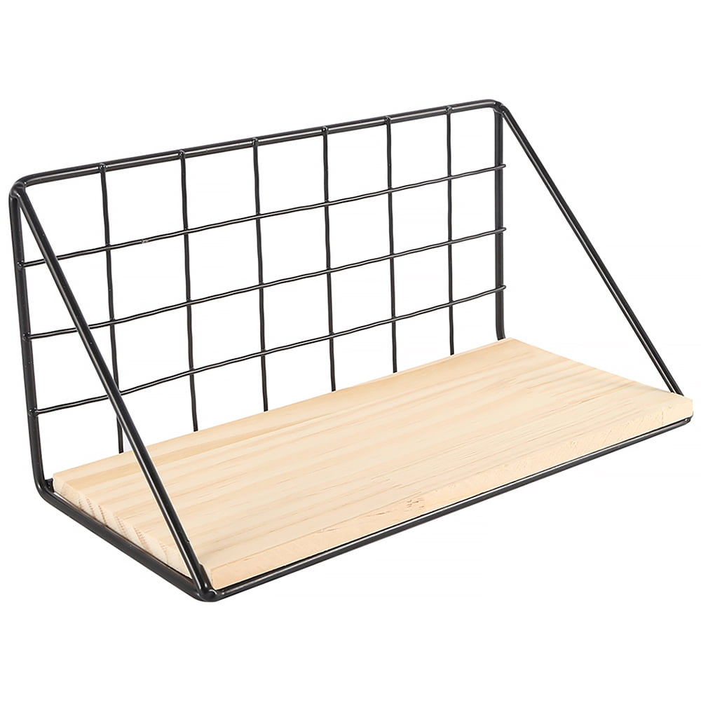 Willstar Wooden Wall Mount Rack Shelf Mesh Wall Shelf No Need Holes