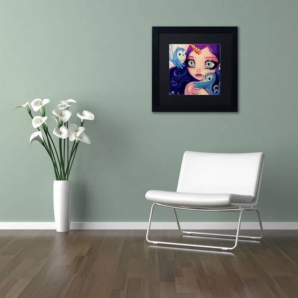 Trademark Fine Art "A Little Birdy Told Me" Canvas Art by Natasha Wescoat, Black Matte, Black Frame