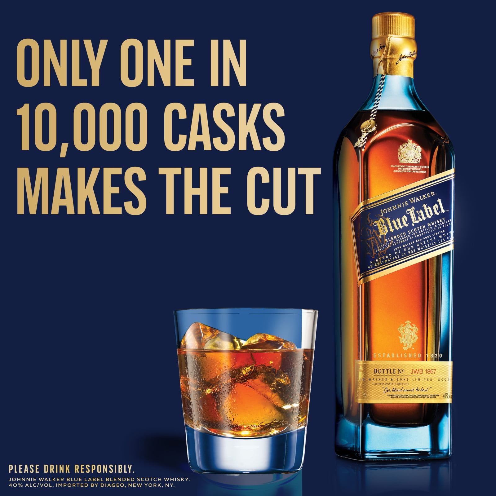 Johnnie Walker Blue Label Blended Scotch Whisky, 750 mL, 40% ABV