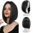 thumbnail image 2 of WIFKLSIIPG Party Wig Gradient Short Straight Hair Highlight Female Wig Wig Realistic Straight with Flat Bangs Synthetic Colorful Daily Party Wig Natural as Real Hair, 2 of 8