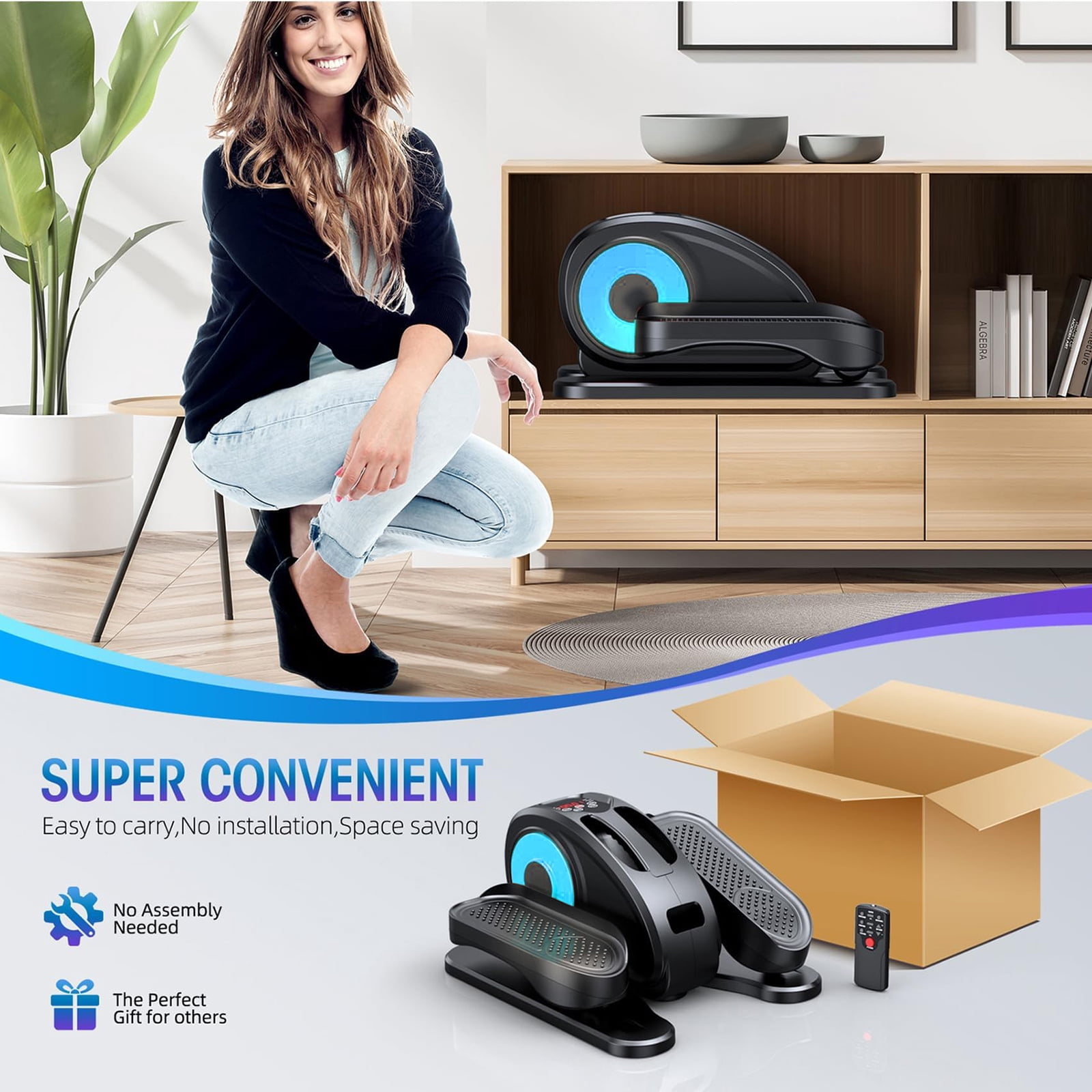 PROHIKER Under Desk Elliptical Machine, Electric Seated Pedal Exerciser Ellipse Leg Exerciser with Remote Control and LCD Display, Leg Exerciser While Sitting for Seniors