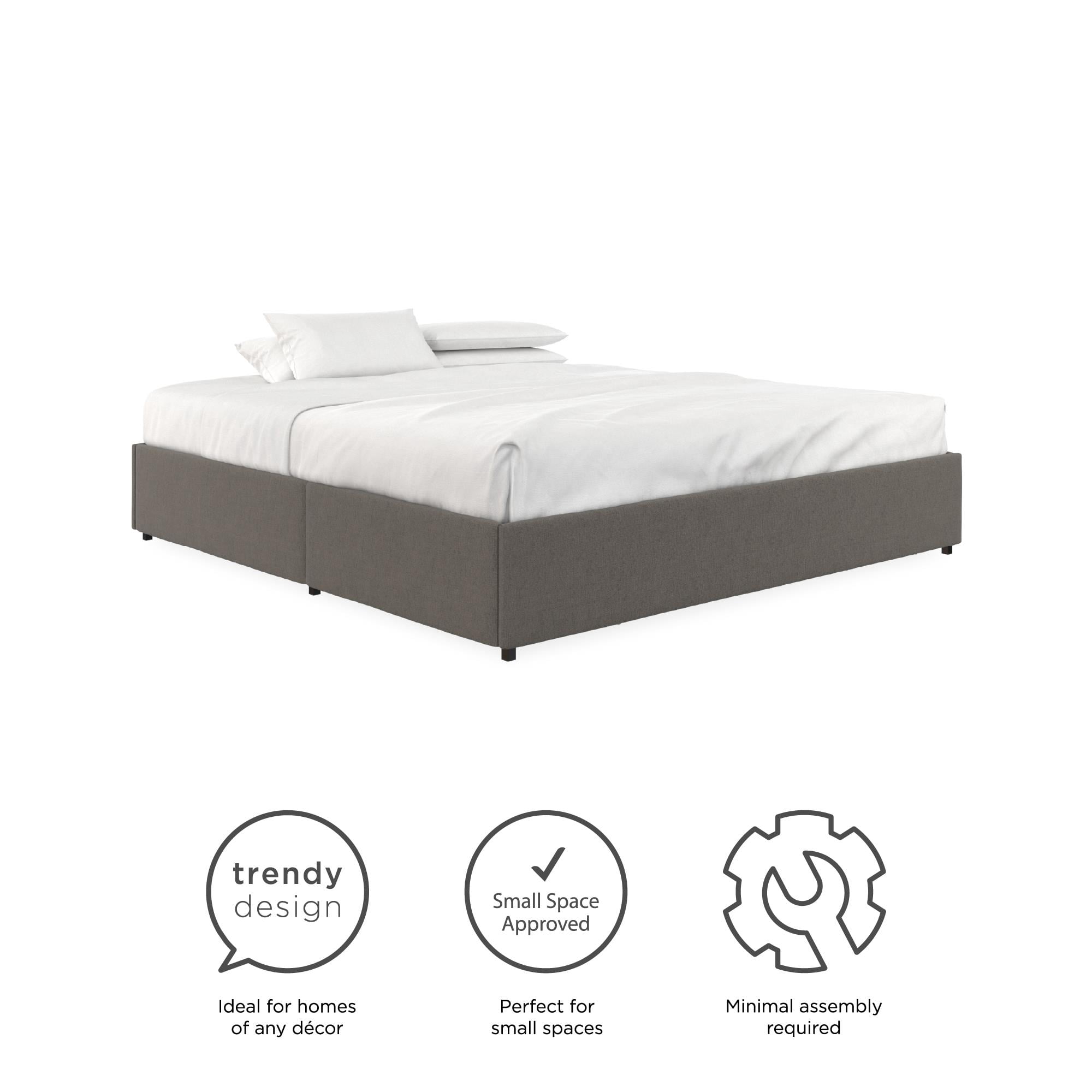 DHP Maven Platform Bed with Storage, King, Gray Linen