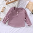thumbnail image 4 of Mifsaly Girls Long Sleeve Shirts Kids Ribbed Henley Tops Breathable Loose Everyday School Fall Winter Clothes, 4 of 9