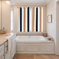 thumbnail image 3 of Burnt Orange Navy Blue Striped Kitchen Curtains 63 Inch Length, Farmhouse Stripe Art Grommet Top Bedroom Living Room Curtains, Light Filtering Cafe Curtain Drapes 2 Panels Set 84''x63'', 3 of 9