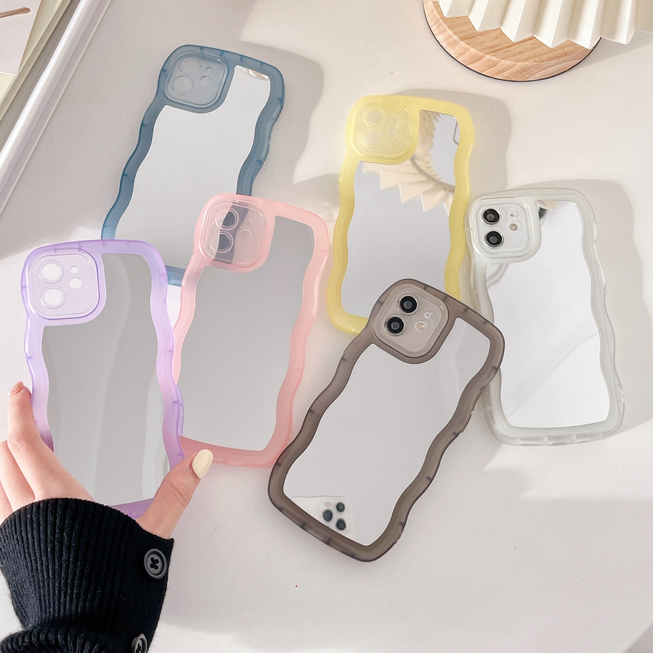 TECH CIRCLE Case with Mirror for iPhone 12 pro max Cute Wavy Non